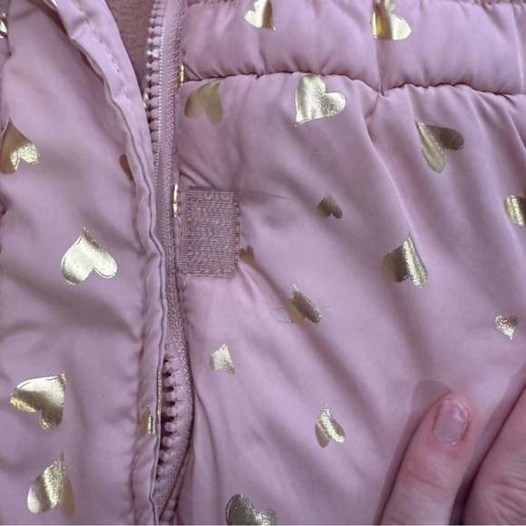 Tahari baby girls Jacket Pink & gold hearts Puffer Coat with Hood size 12 months - Picture 7 of 8